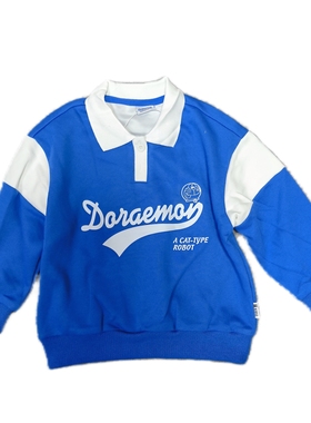 多拉a梦秋季男童翻领卫衣polo衫