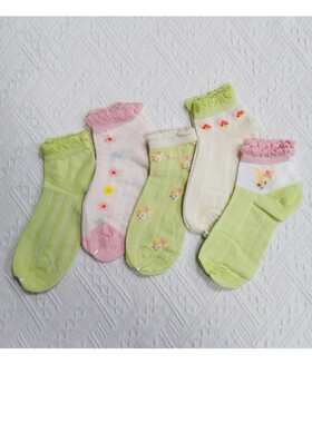 春夏男童女童网眼袜子短袜5双装