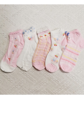 春夏男童女童短筒网眼袜子5双装