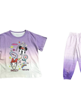 迪夏季女童套装短袖长裤2件套