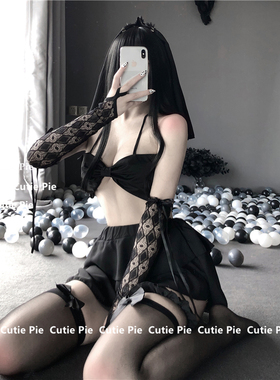 cutie：性感新娘装内衣服黑色长筒蕾丝丝袜cos制服用品睡衣黑丝女
