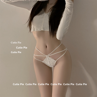 超薄 女士蝴蝶结镂空交叉网纱三角裤 cutie：纯爱蕾丝 性感低腰内裤