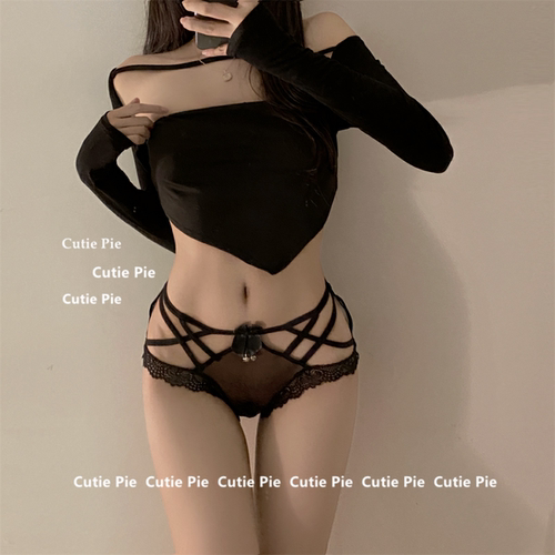 cutie：御姐交叉镂空女士内裤性感网纱透视半透明三角少女内裤