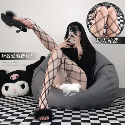 cutie：黑丝袜渔网袜女ins潮连裤袜子黑色白丝jk袜连裤袜大码薄款