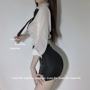 cutie：性感睡衣女衬衫 女 薄透秘书制服诱惑透视吊带睡裙纯欲夏季