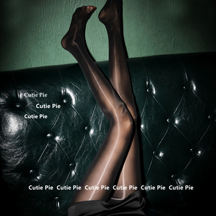 cutie：丝滑油亮丝袜夏黑色性感油光一线连裤 少女 袜黑丝开裆连裤