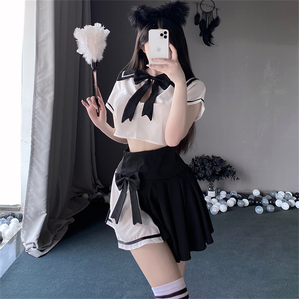 cutie：网红学院风性感学妹jk超短裙制服睡衣甜美可爱性感套装女