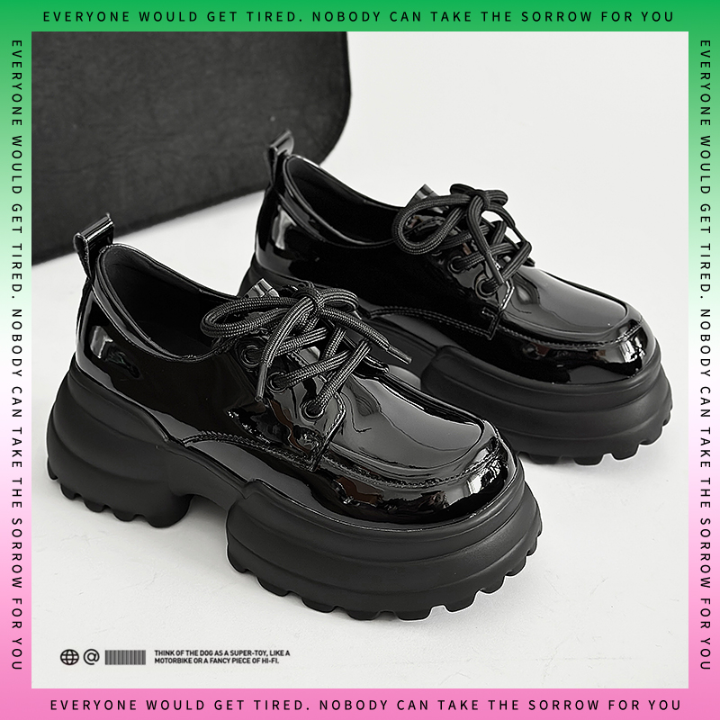 玛速主义系带小皮鞋松糕英伦风