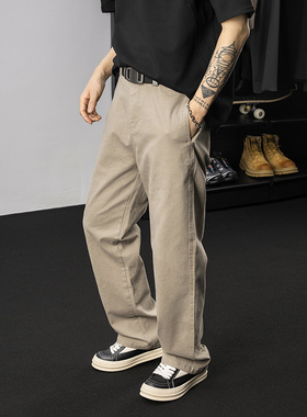 DSRG美式立体剪裁水洗cleanfit休闲裤卡其色直筒高级感重磅工装裤