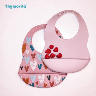 ins风新色宝宝硅胶软围兜 儿童餐具 婴儿纯色印花食饭兜