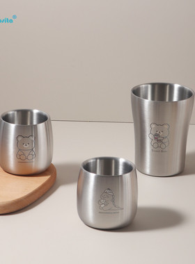 100/300ml宝宝304不锈钢杯儿童加厚幼儿园家用防摔防烫喝水喝汤杯