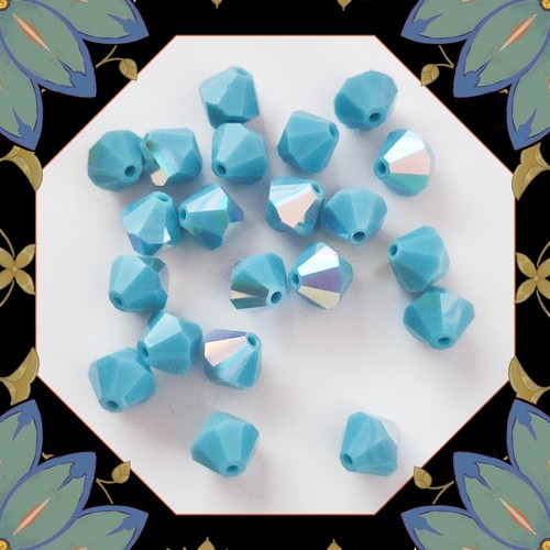 6mm菱形水晶美松石蓝奥地利水晶