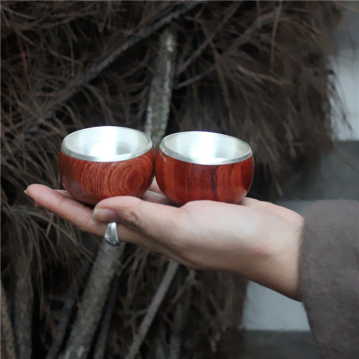 高品质精细梨花木手工银杯子999纯银小茶杯莲花荷花纯银功夫茶碗|msdalam kategori pinggan mangkuk, set teh, Cup - dari Buy2taobao.com untuk memberikan perkhidmatan ejen Taobao profesional membeli