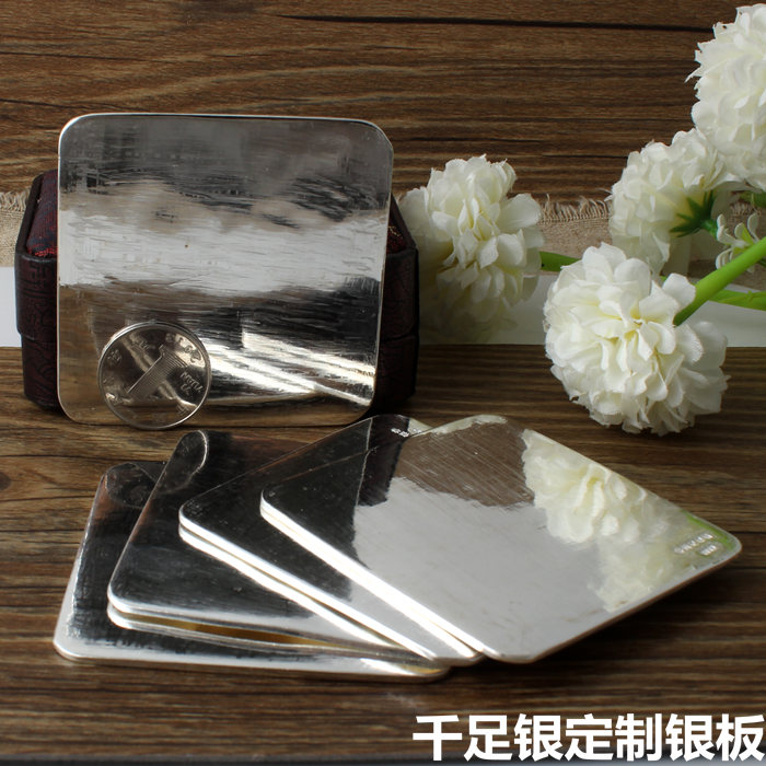手工定制s999纯银银币型隔热杯垫