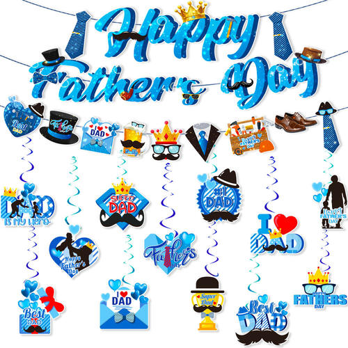 父亲节派对装饰拉旗螺旋吊饰Father'sDay横幅彩旗挂饰亲子活动