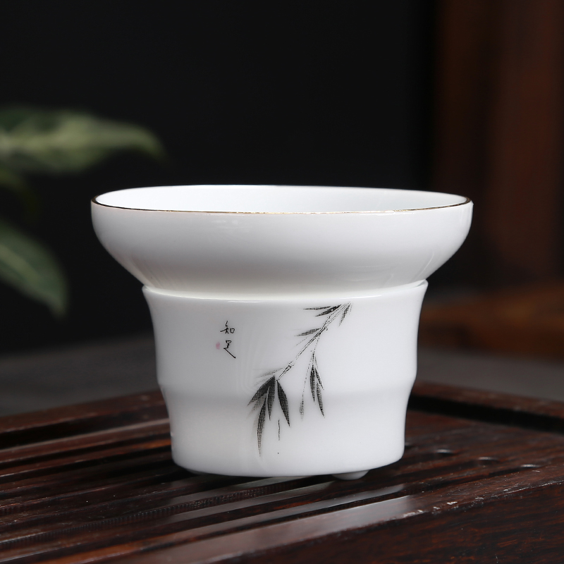 德化白瓷茶漏陶瓷茶滤茶具过滤器茶叶泡茶滤网创意配件隔茶器漏斗
