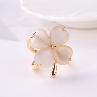 高档猫眼石四叶草丝巾扣大衣腰带固定扣小方巾衬衫飘带多功能扣环