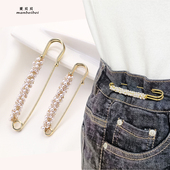 子改小别针精致水晶开衫 高档固定收腰神器女裤 腰收紧裤 别针扣胸针