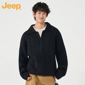 Jeep吉普美式 复古简约纯色基础慵懒假两件含羊毛柔软舒适保暖毛衣