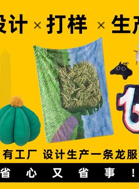 趋然文创设计抱枕玩偶设计毛毯挂件地垫周边设计定制定做生产加工