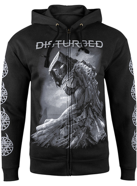Disturbed不安的摇滚乐队芝加哥金属核恶魔暗黑风连帽拉链外套男