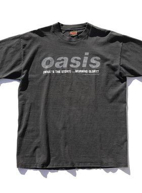 夏季新款oasis乐队男士港风重磅纯棉oversize水洗复古休闲短袖T恤