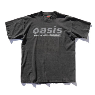 港风重磅纯棉oversize水洗复古休闲短袖 oasis乐队男士 T恤 新款 夏季