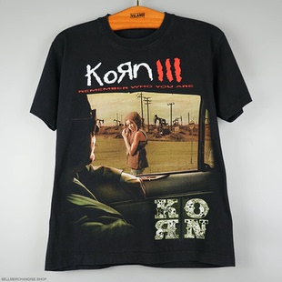 新金属KORN科恩乐队乐队美式 摇滚朋摇滚朋克直喷T恤 复古休闲男士