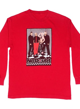 No Doubt毫无疑问摇滚乐队美式高街宽松红色男士休闲宽松长袖T恤