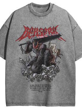 1990烙印战士Berserk剑风传奇日系复古动漫画水洗做旧复古短袖T恤