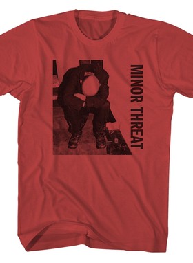 Minor Threat 乐队硬核摇滚美式朋克复古短袖宽松红色T恤