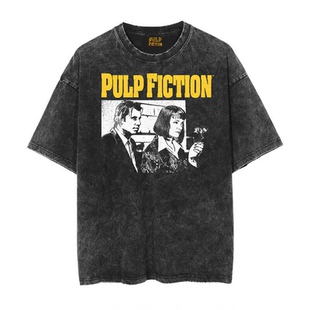 电影做旧水洗复古蜡染短袖 T恤 Fiction低俗小说 Quentin昆汀Pulp
