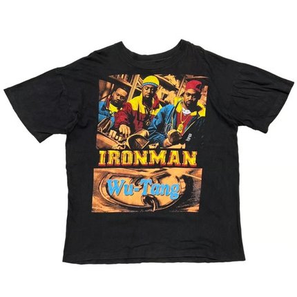 夏季武当帮嘻哈Wu-Tang Clan复古图案数码印花美式复古短袖T恤男