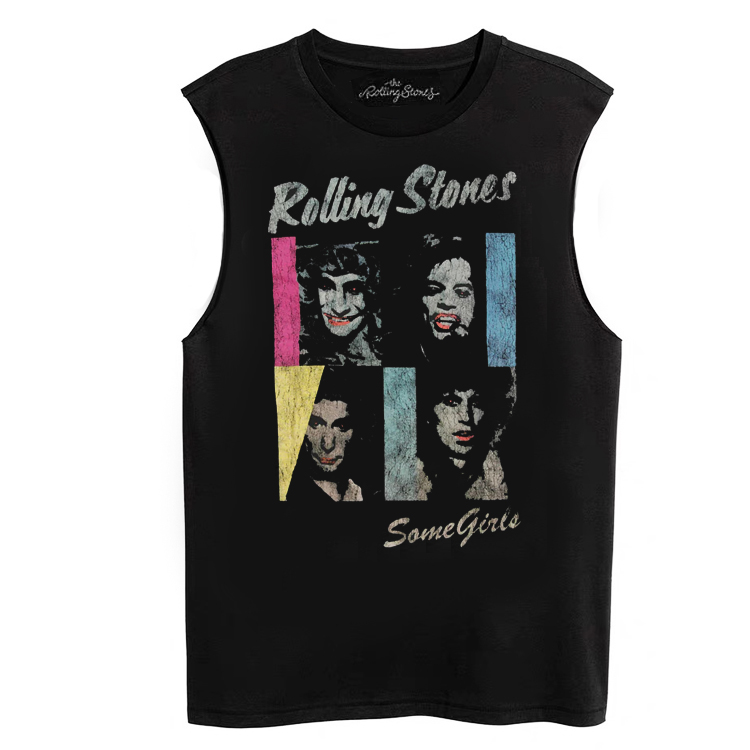 滚石乐队无袖摇滚男士美式T恤