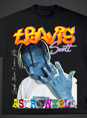 嘻哈 Astroworld 说唱 美式复古经典小众情侣夏季男女款短袖T恤