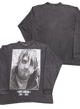 Kurt Cobain涅槃乐队美式潮牌复古oversize摇滚朋克纯棉长袖T恤秋