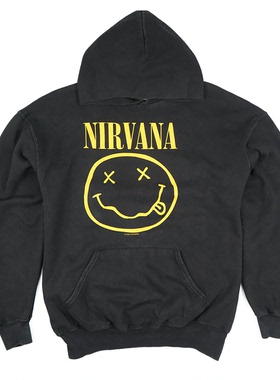 Nirvana涅槃乐队经典黄色笑脸摇滚Smiley Face宽松朋克连帽卫衣男