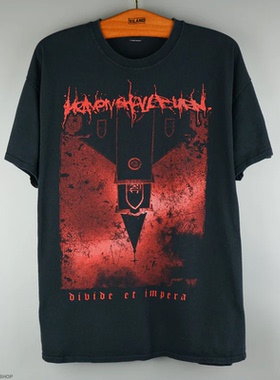 倒挂钟楼红色暗黑系英式哥特吸血鬼金属摇滚设计感男夏季T恤短袖