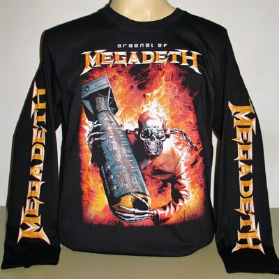 Megadeth潮牌直喷重磅长袖T恤男