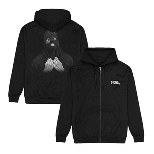 潮流饶舌歌手1986zig 美式嘻哈复古男女重磅纯棉连帽拉链套头卫衣