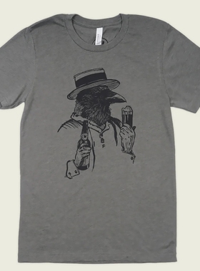 欧美风MICROW BREW 微w酿造 复古经典印花美式男女款宽松短袖T恤