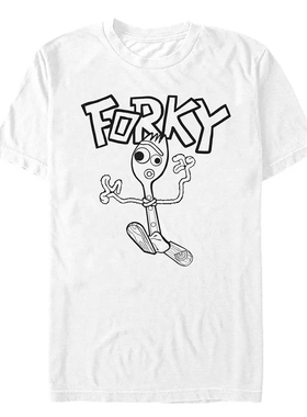 卡通经典FORKY勺叉 美式复古经典oversize高街夏季宽松短袖T恤