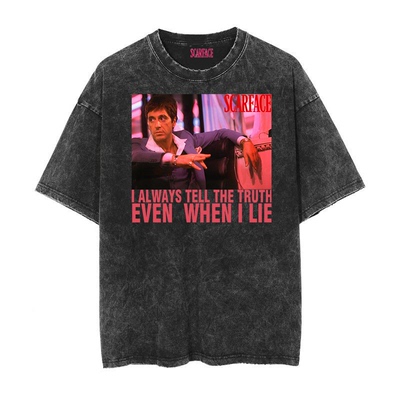 Scarface无袖男士做旧蜡染T恤