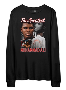 Muhammad Ali拳王阿里 拳击健身运动宽松欧美高街男士长袖T恤