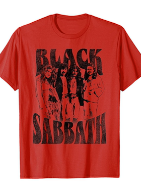 黑色安息日乐队BLACK SABBATH金属摇滚欧美复古红色宽松短袖T恤男