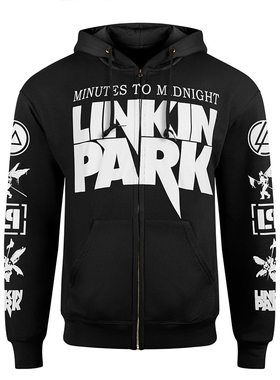LINKIN PARK林肯公园美国摇滚乐队英文字母复古涂鸦连帽拉链外套