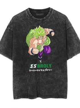 Dragon Ball七龙珠孙悟空动漫潮流联名做旧水洗复古蜡染短袖T恤