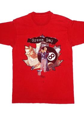 25年新款Green Day绿日乐队暗红色美式休闲男摇滚朋克直喷短袖T恤