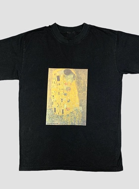Gustav Klimt克里姆特The Kiss油画吻美式休闲复古男纯棉直喷T恤