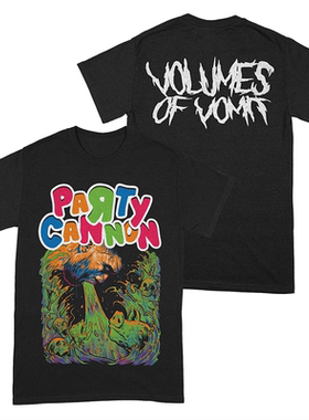 Party Cannon-Volumes Of Vomit Shirt乐队黑金暗黑摇滚男短袖T恤